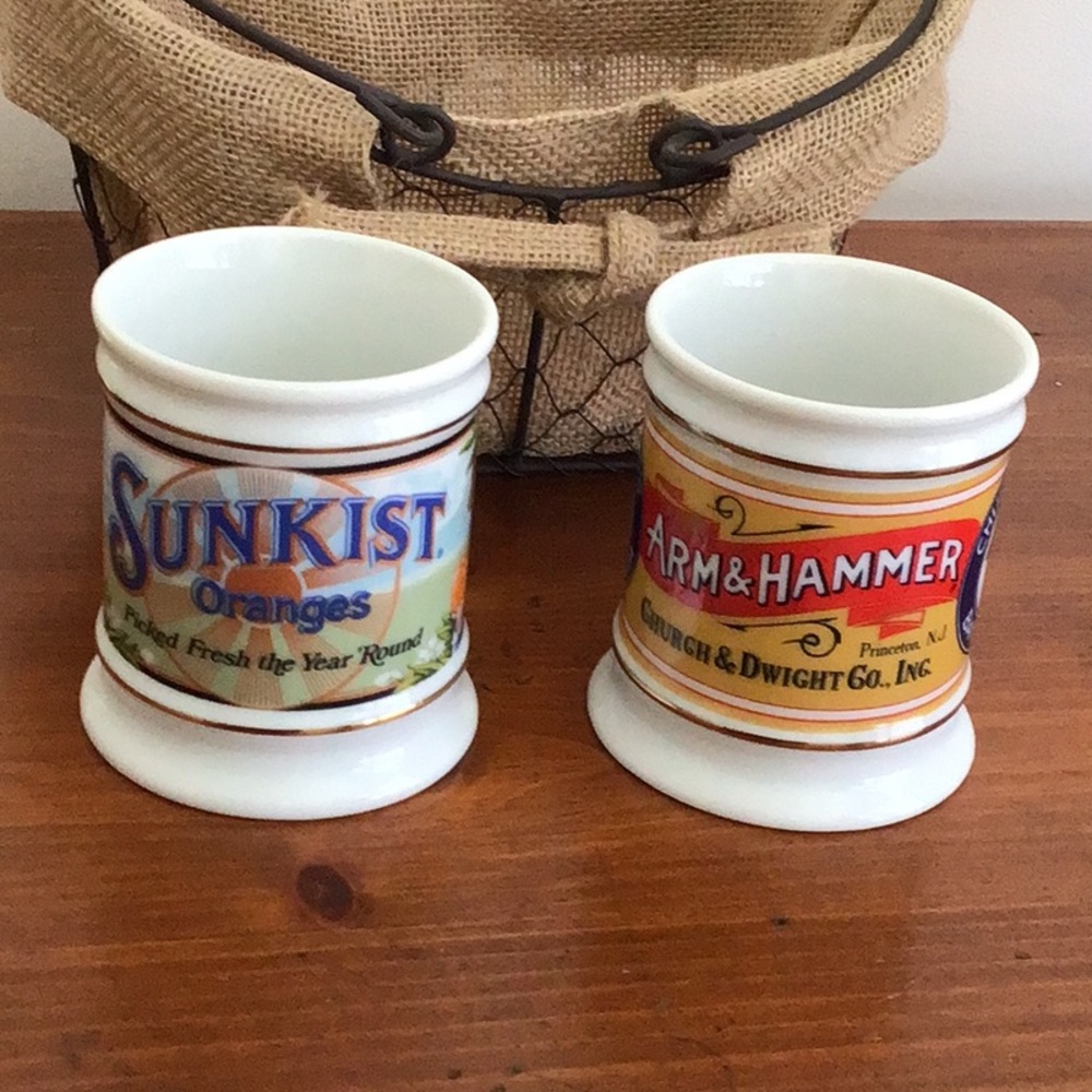 Vintage Sunkist Oranges & Arm & Hammer Porcelain & Gold Trim Franklin Cup Mug